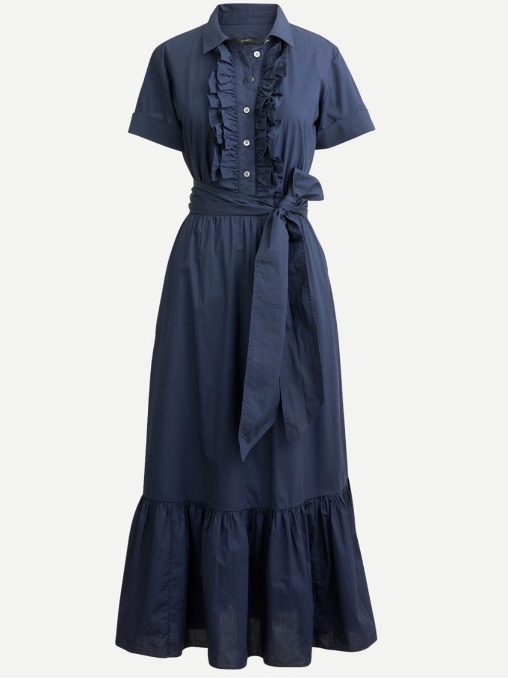 J. Crew Ruffle-front Maxi Dress in Cotton Poplin